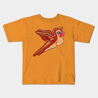 Cute Flying Orange Bird Kids T-Shirt